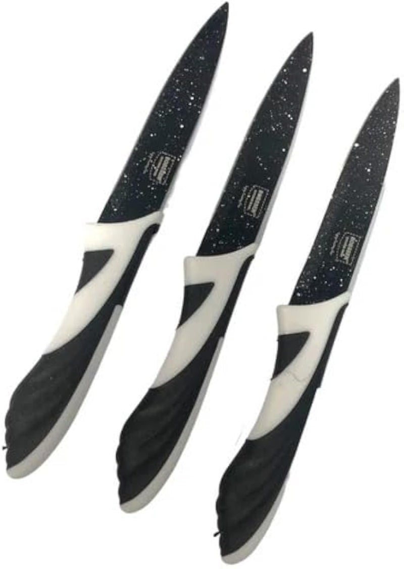 طقم سكاكين مطبخ فاخر من الفولاذ المقاوم للصدأ - طقم من 3 سكاكين حادة بمقابض مريحة، متينة ومتعددة الأغراض للطبخ المنزلي (الشكل 2)